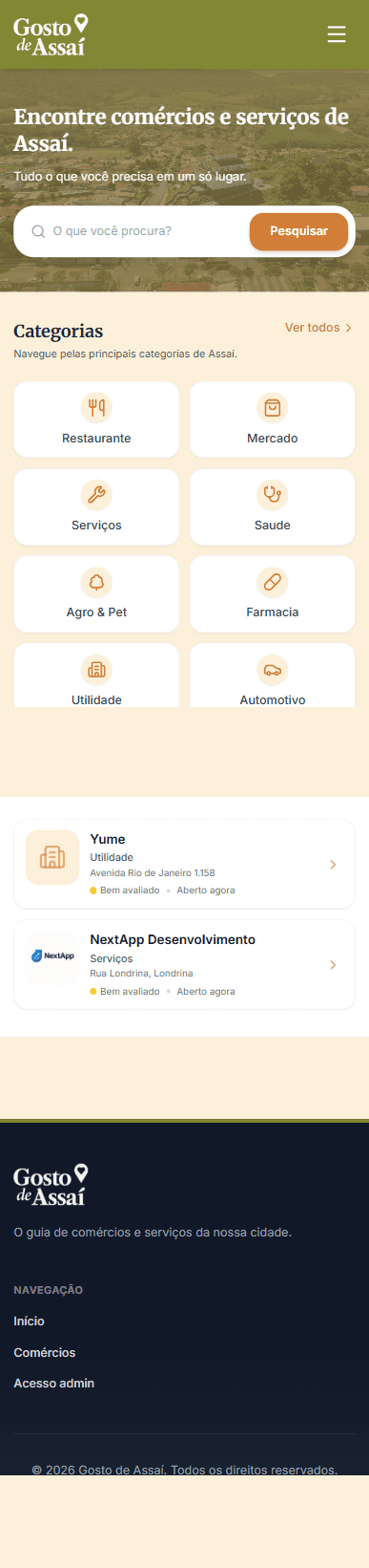 Tela de Gosto de Açaí no celular