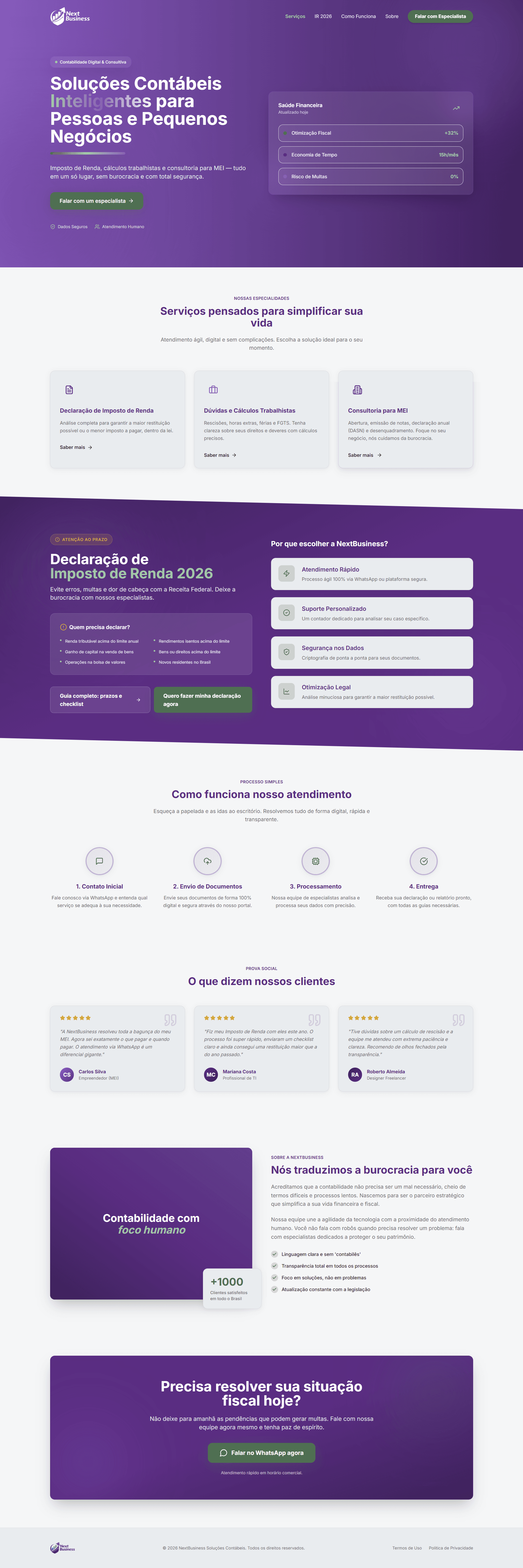 Tela de Next Business no computador